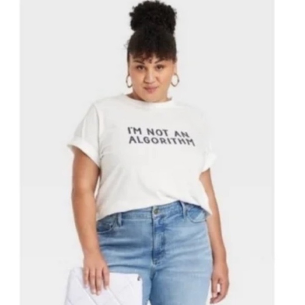 Ava & Viv Womens Short Sleeve Top "I'm Not an Algorithm"